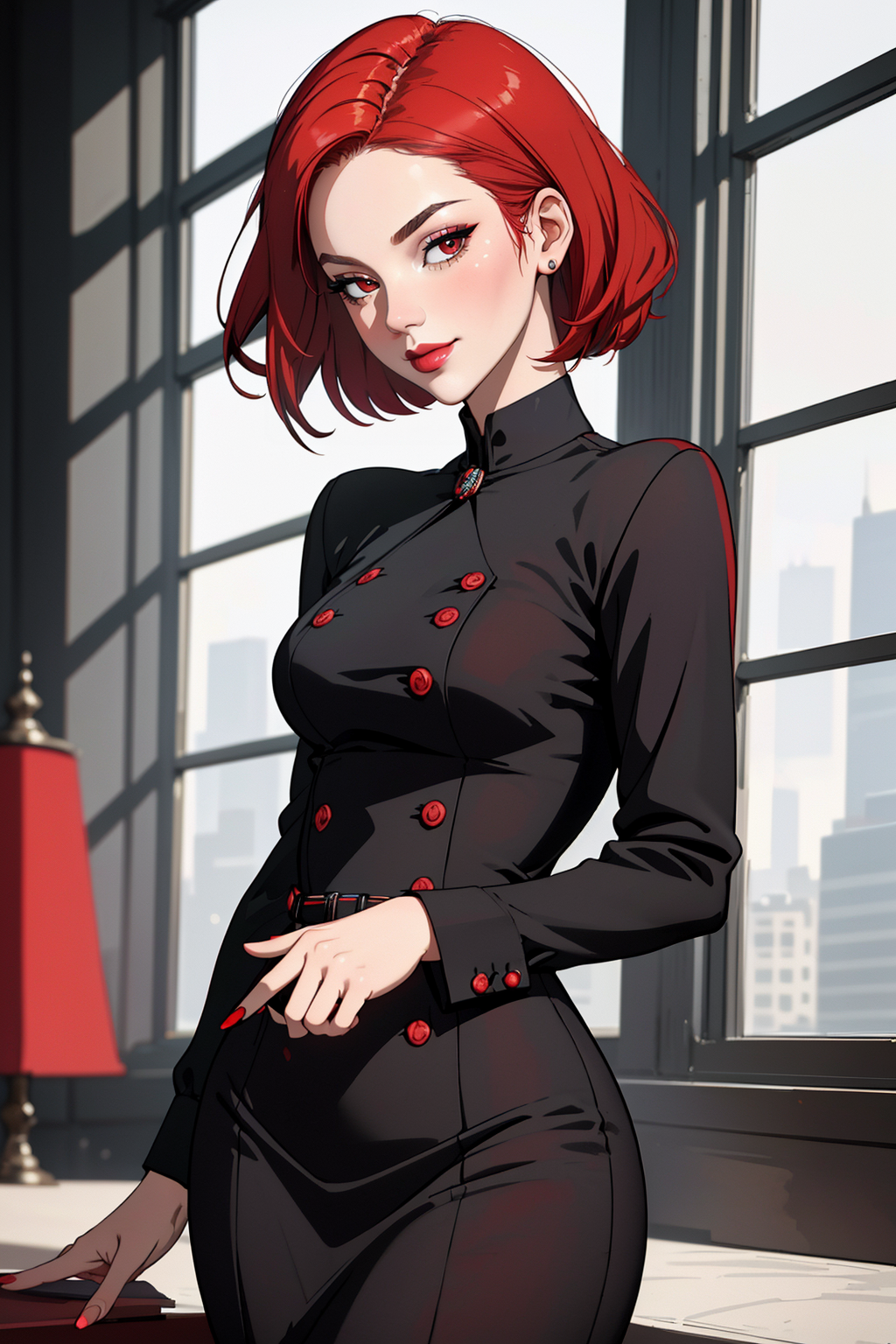 01614-392456731-((Masterpiece, best quality,edgQuality)),smirk,smug,_edgAyre, red hair,red eyes,__lora_edgAyre_AC6_1__edgpdress, a woman wearing.png